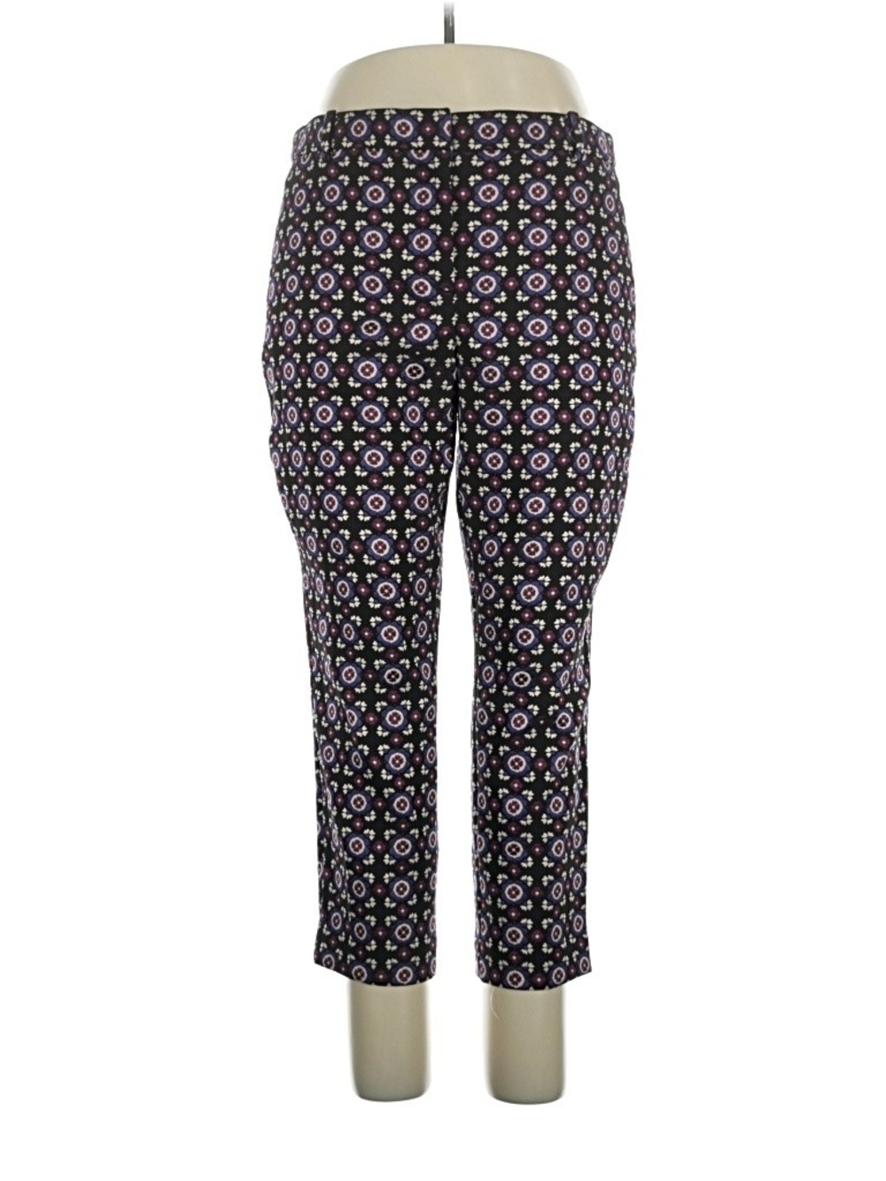 Ann Taylor Black and Purple Patterned Cropped Eva Pants